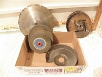 SEVERL SAW BLADES AND GRINDER WHEELS