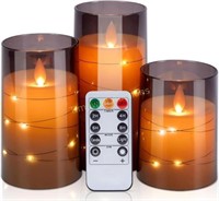 Flickering Flameless Candles Set of 3 Grey