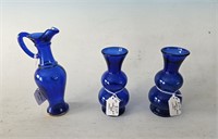 Set of 3 cobalt blue bottles