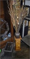 Floral Arrangement, Bamboo Plant Stand, and