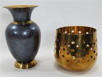 Small Brass Vase & Brass Candle Holder - India
