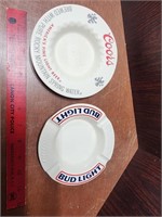 Coors and Bud Light vintage Ashtrays