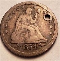 1854 Quarter (hole drilled through it)