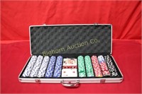 Poker Game Set in Aluminum Storage Organzier Case
