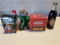 Coca Cola Collec. Bottle Tin, Beanie Mail Boxes