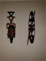 Two Handcarved Decorative Mask