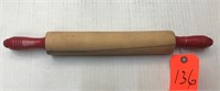 vintage red handle rolling pin