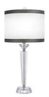 2 Lamps Crystal Base with Grey Striped Shades