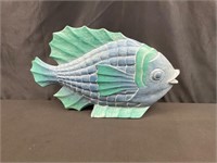 Wood,Hanpainted Blue/Green Koi Fish