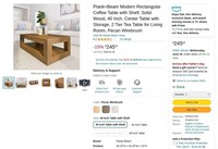 B3501  PlankBeam Coffee Table Solid Wood 40 Inc