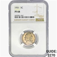 1951 Jefferson Nickel NGC PF68