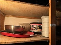 shelf contents serving trays electric skillet and