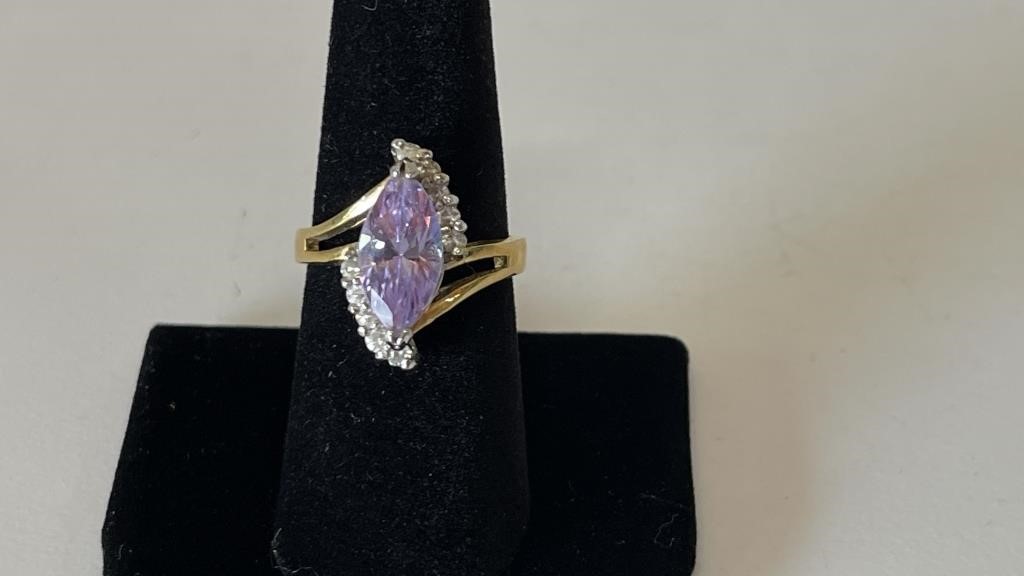 Vintage Purple Stone and Diamond Ring