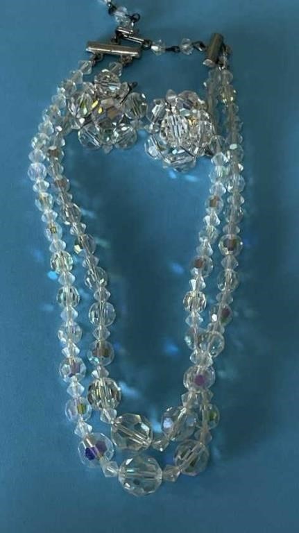 Vintage Crystal Necklace and Earring Set