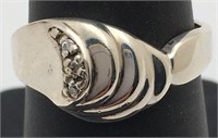 Sterling Silver Ring W Clear Stones