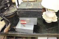 Small Lock Box and (2) Metal boxes (one vintage)