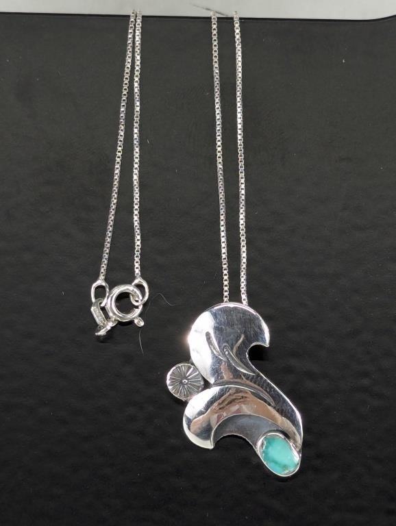 Native Indian Sterling Silver and Turquoise Lily