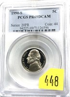 1990-S Jefferson nickel, PCGS slab certified PR69