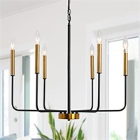 ANKYLHUA Black and Gold Chandelier 6 Light Mid Ce