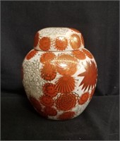 Handpainted Asian porcelain lidded urn