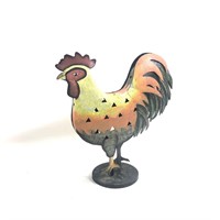 Folk Art Tin Rooster Sculpture w/Candle Hole