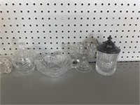 Clear Cut Glass Cups & Candle Holders