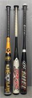 (3) Demarini & Rawlings Youth Alloy Baseball Bats