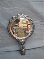 Antique Sterling Silver Vanity Floral Hand Mirror