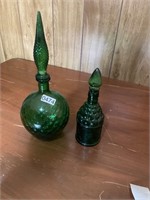 2- green vials/ vases