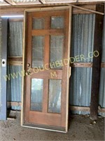 Fancy solid wood exterior door w/ frame