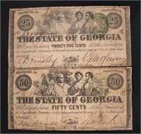 1863 State of Georgia Fifty & Twenty Five Cent
