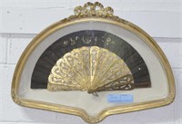 GOLD DECORATED FAN IN FRAME