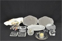 GROUPING: MIRROR TRAYS, CANDLE HOLDEERS, ASHTRAY,