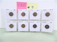 (8) Wheat Cents, (2) 1909 (1) 1912 – 12d – 13d –