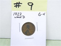 1922 weak d Wheat Cent