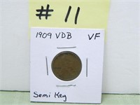 1909 VDB Wheat Cent, VF Semi Key