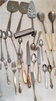Assorted Silver/Plate/Stainless Flatware, Serving
