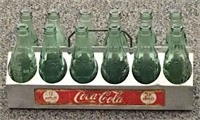 Coca Cola Tin Carrier & 12 Glass Bottles