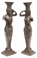 (2) NEOCLASSICAL STYLE BRONZE FIGURAL CANDLESTICKS