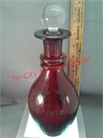 Red crackle glass decanter with Crystal stopper