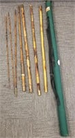 Group antique flyrod tips with cases, parts, etc