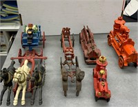 5pc Reproduction Cast Iron Firetruck Toys