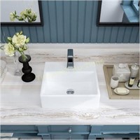 14 White Vessel Sink  Ceramic 13-3/4x4-1/2