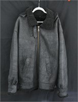 Black Hooded Bomber Style Jacket