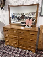 SOLID MAPLE 6 DRW DRESSER WITH MIRROR