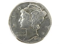 1942 Over 1 Mercury Dime PCGS XF Detail