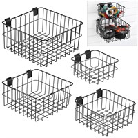 Vesici 4Pcs Slatwall Baskets  Black  Alloy Steel
