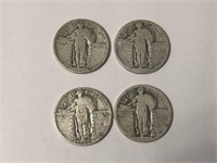 Lot of 4 Silver Standing Liberty Quarters