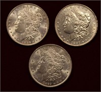 3pc Morgan Silver Dollar lot; 1889, 1896, 97