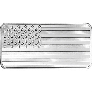10 oz. SilverTowne Mint Silver Bar US Flag Design